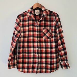Field and Stream plaid flannel women's button front shirt top size Large